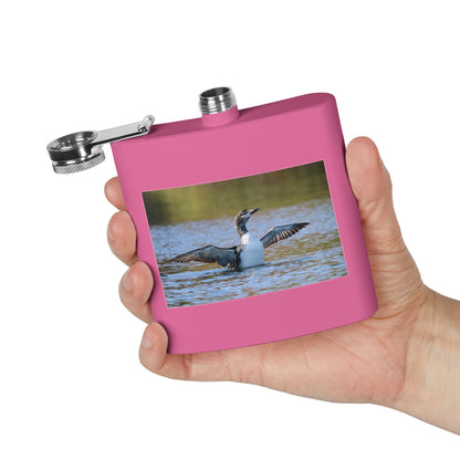 6oz Stainless Steel Flask with Diving Loon Photo – Wildlife Outdoors Gift