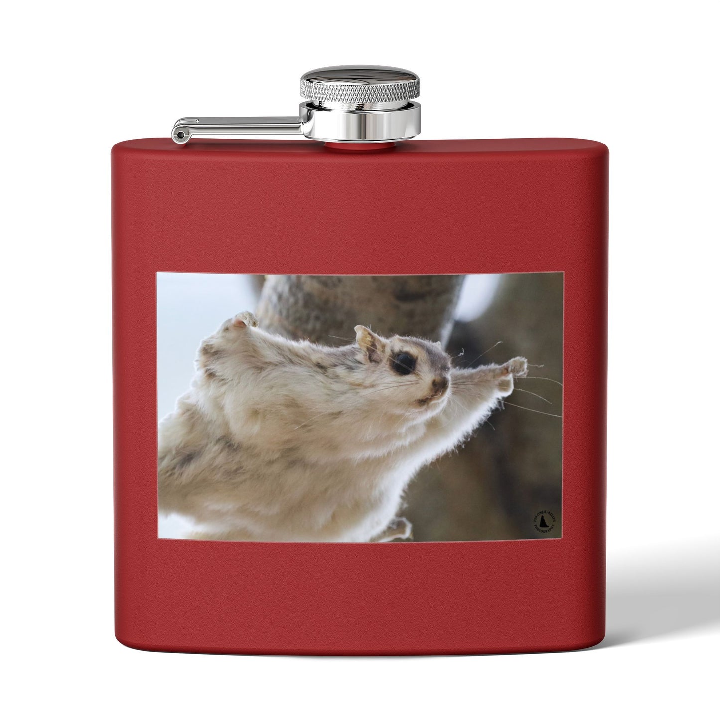 Squirrel Stretch Photo Flask — 6oz Stainless Steel Pocket Flask