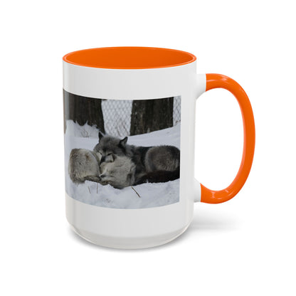 Wolf Pair Accent Coffee Mug – Winter Wildlife Photo Mug (11/15 oz)