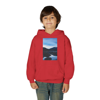 Youth Hoodie with Mountain Lake Photo Print — Nature Landscape Pullover