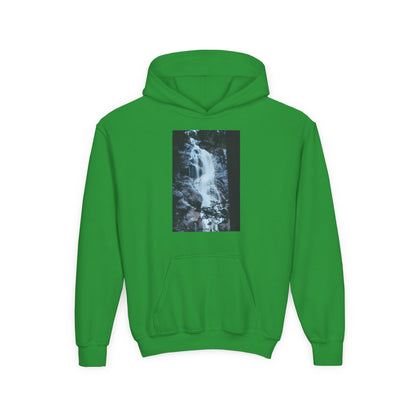 Youth Waterfall Hoodie — Scenic Nature Graphic Sweatshirt