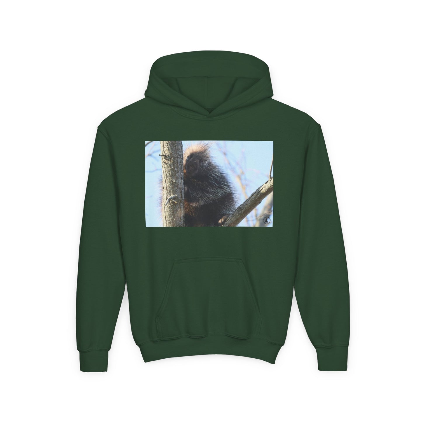Youth Hoodie with Tree-Climbing Porcupine Photo – Cute Wildlife Kids Sweatshirt