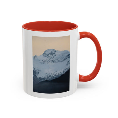 Mountain Sunrise Accent Coffee Mug — Scenic Snow Peak Photo (11/15oz)