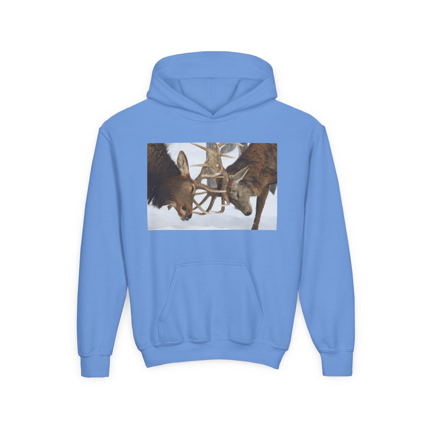 Fighting Deer Antlers Youth Hoodie | Wildlife Nature Illustration