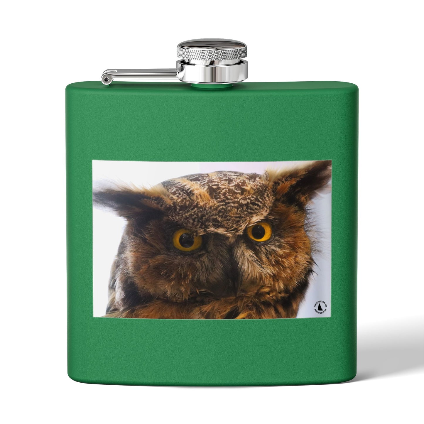 Owl Portrait Stainless Steel Flask — 6oz Wildlife Gift