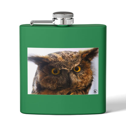 Owl Portrait Stainless Steel Flask — 6oz Wildlife Gift