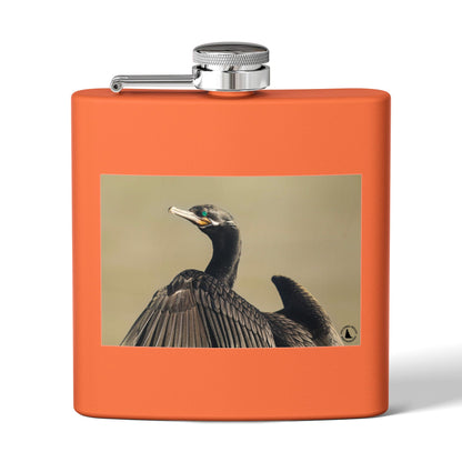 Cormorant Photo Stainless Steel Flask – 6oz Pocket Hip Flask for Birdwatchers & Outdoor Lovers