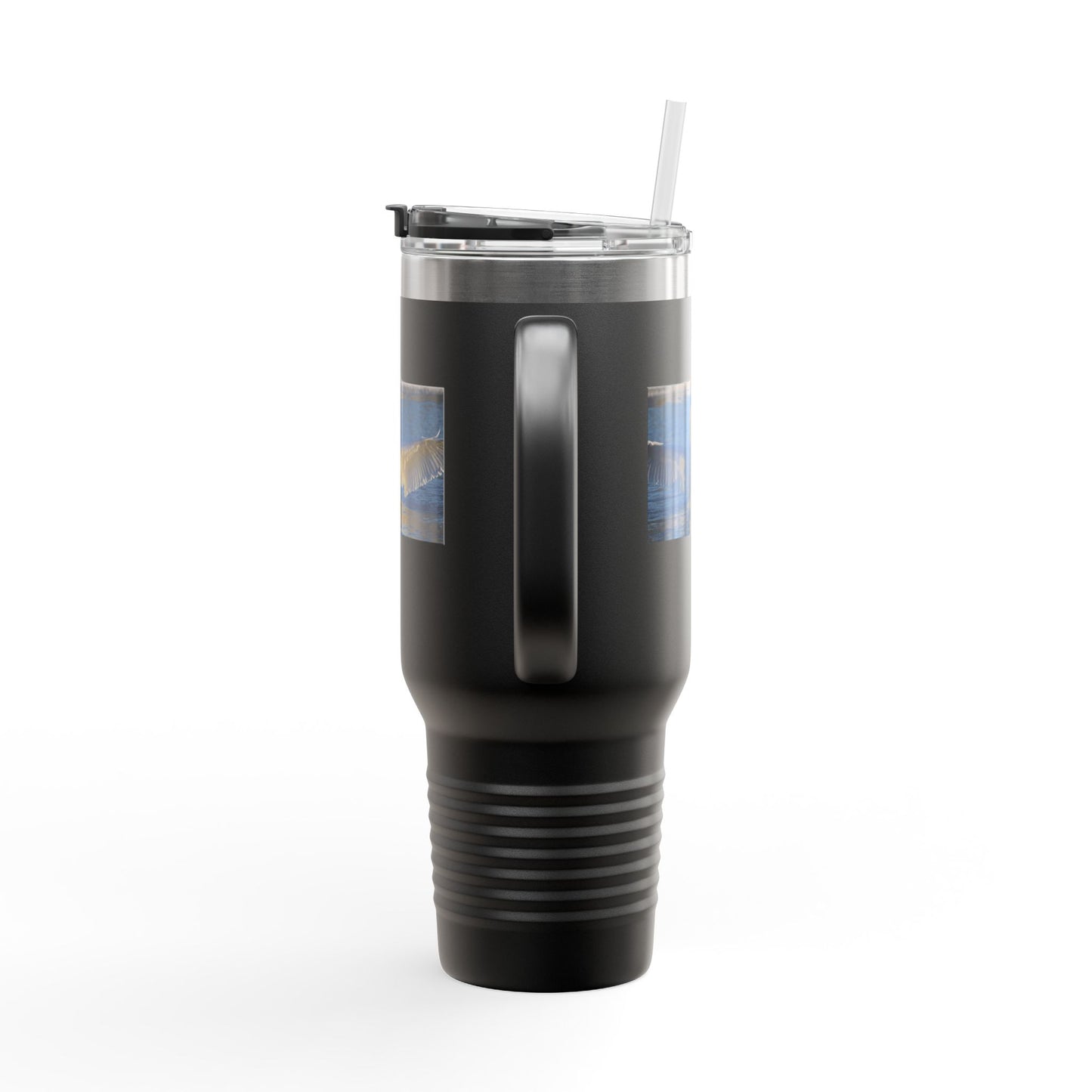40oz Insulated Travel Mug with Seagull Photo – Large Stainless Steel Tumbler for Beach, Outdoor & Commuting