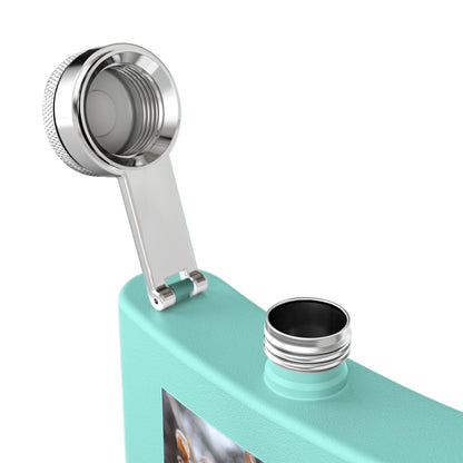 6oz Stainless Steel Flask with Frosted Berries Photo — Winter Nature Pocket Flask