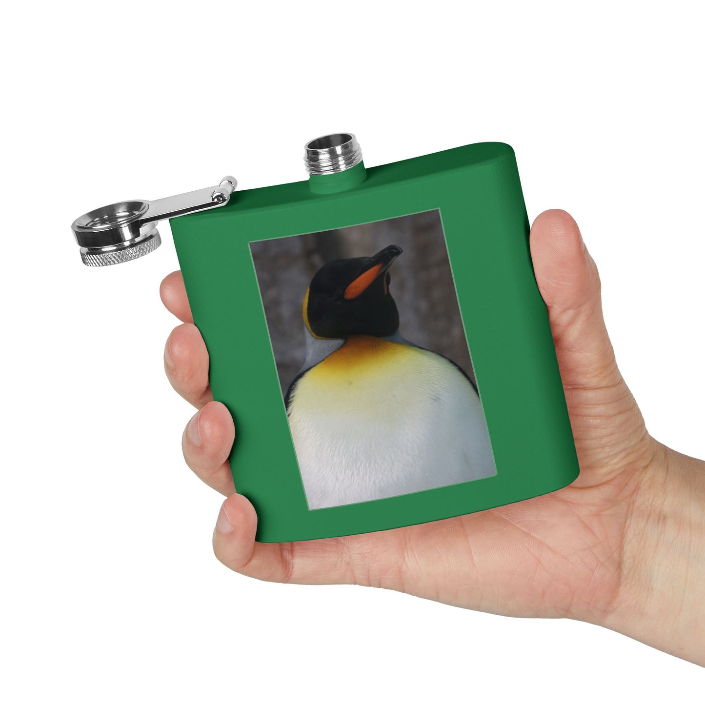 Penguin Portrait Flask — 6oz Stainless Steel Hip Flask