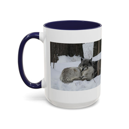 Wolf Pair Accent Coffee Mug – Winter Wildlife Photo Mug (11/15 oz)