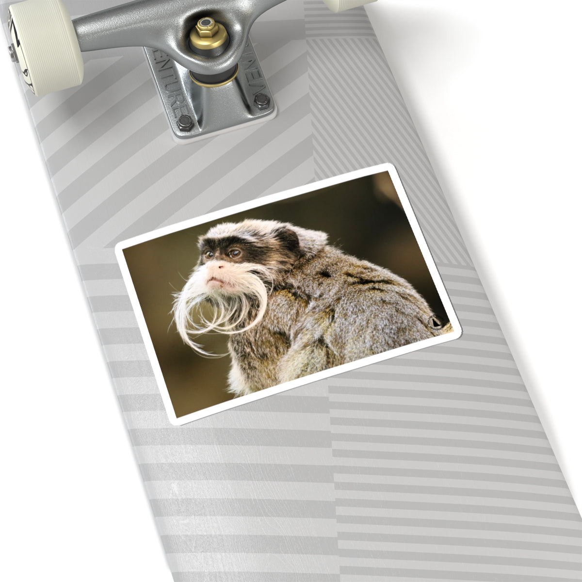 Emperor Tamarin Sticker — Cute Mustache Monkey Kiss-Cut Vinyl Sticker for Laptops & Water Bottles