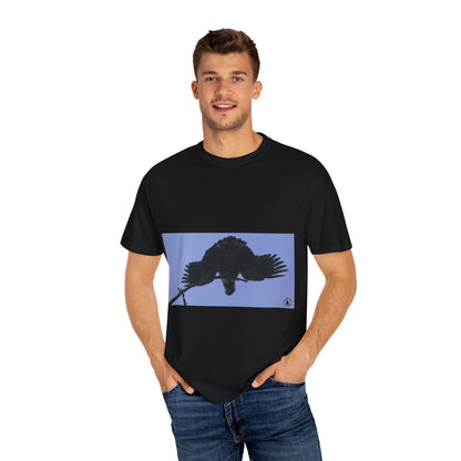 Aerial Raven: Black Wing Silhouette, Overhead Flight Perspectivephotography shirts