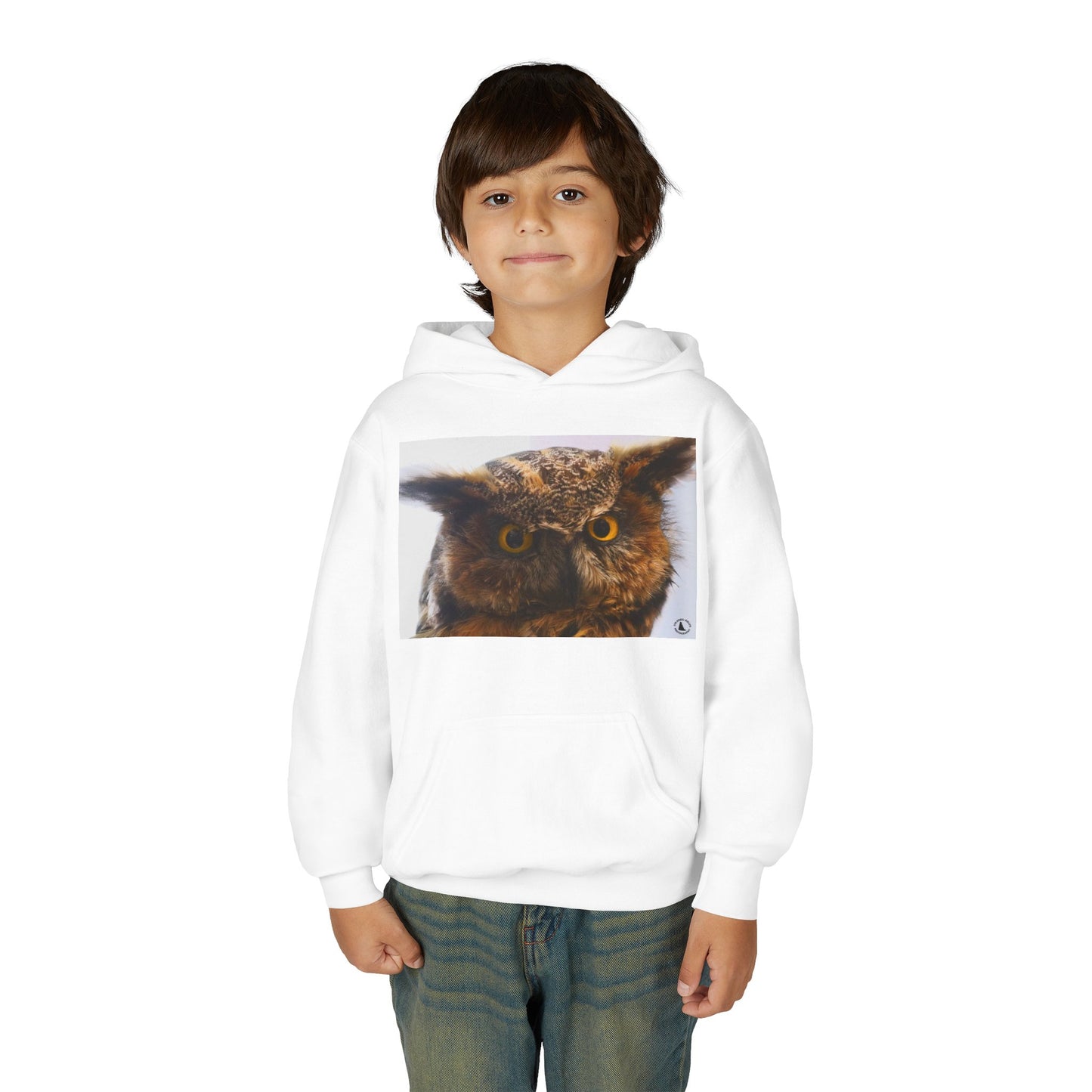 Youth Hoodie with Realistic Owl Art — Cute Kids Animal Pullover