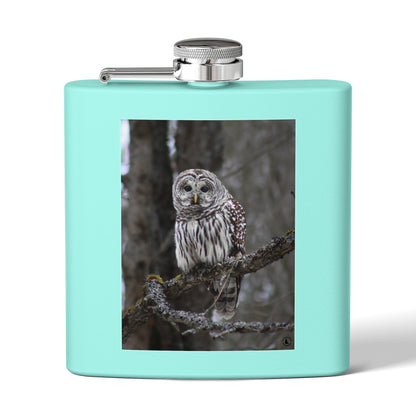 6oz Stainless Flask with Barred Owl Photo – Wildlife Nature Gift