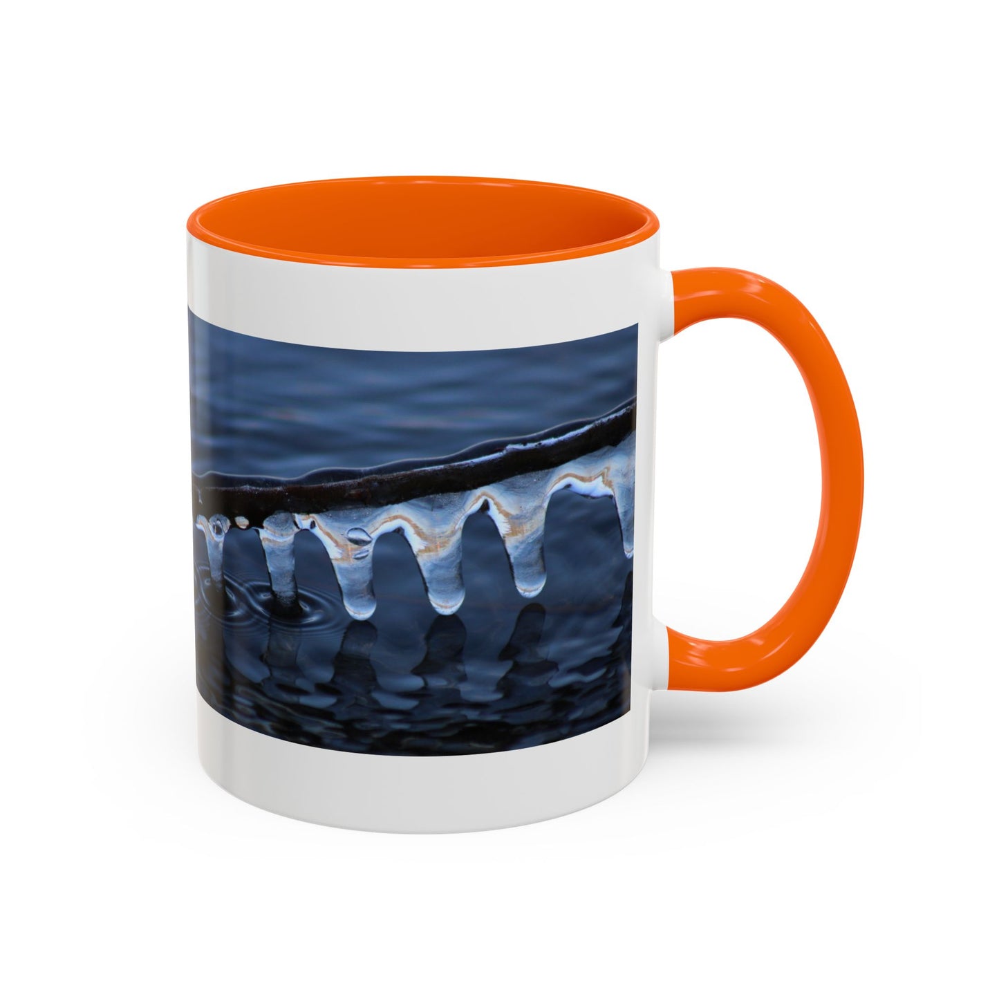 Blue Icicle Wave Accent Coffee Mug — Winter Water Photography 11/15oz