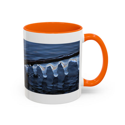 Blue Icicle Wave Accent Coffee Mug — Winter Water Photography 11/15oz