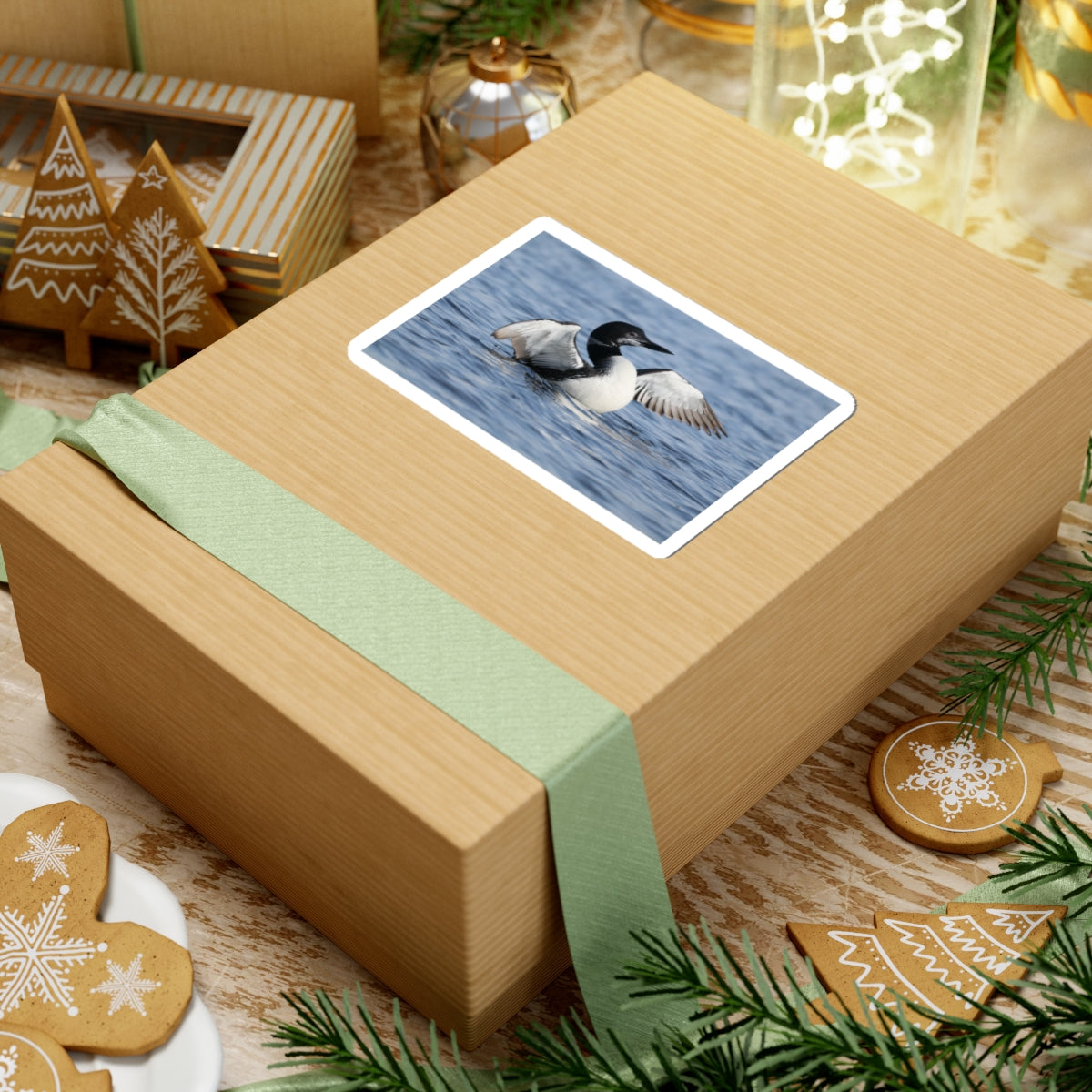 Common Loon Photo Sticker — Waterproof Kiss-Cut Sticker of Loon on Water