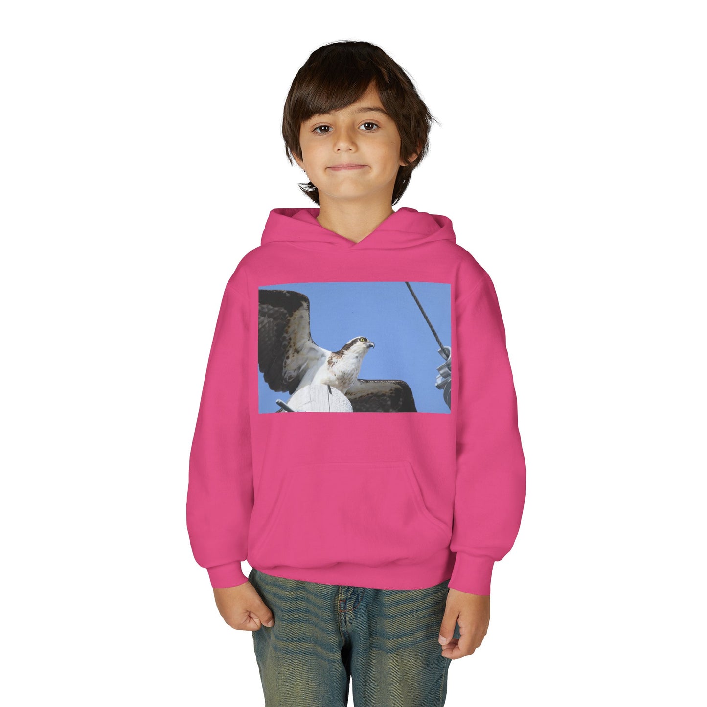 Youth Osprey Photo Hoodie — Kids Birdwatching Nature Pullover