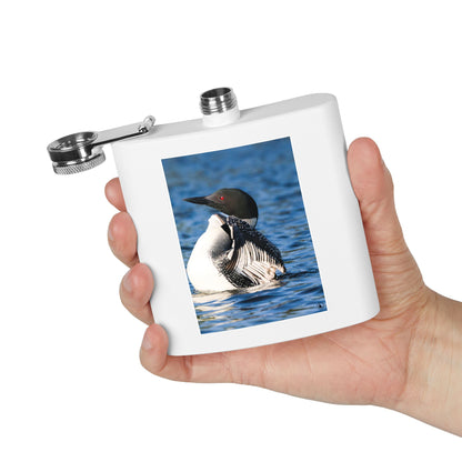 Loon Photo Stainless Steel Flask — 6oz Wildlife Waterfowl Hip Flask
