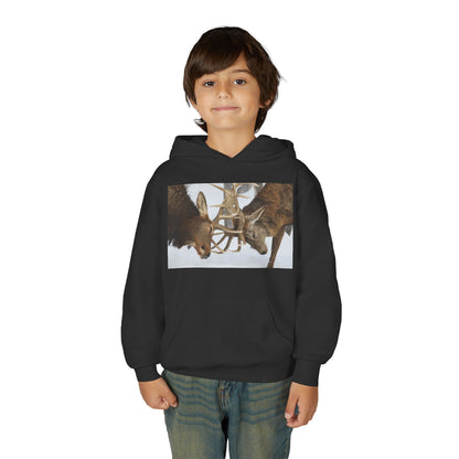 Fighting Deer Antlers Youth Hoodie | Wildlife Nature Illustration
