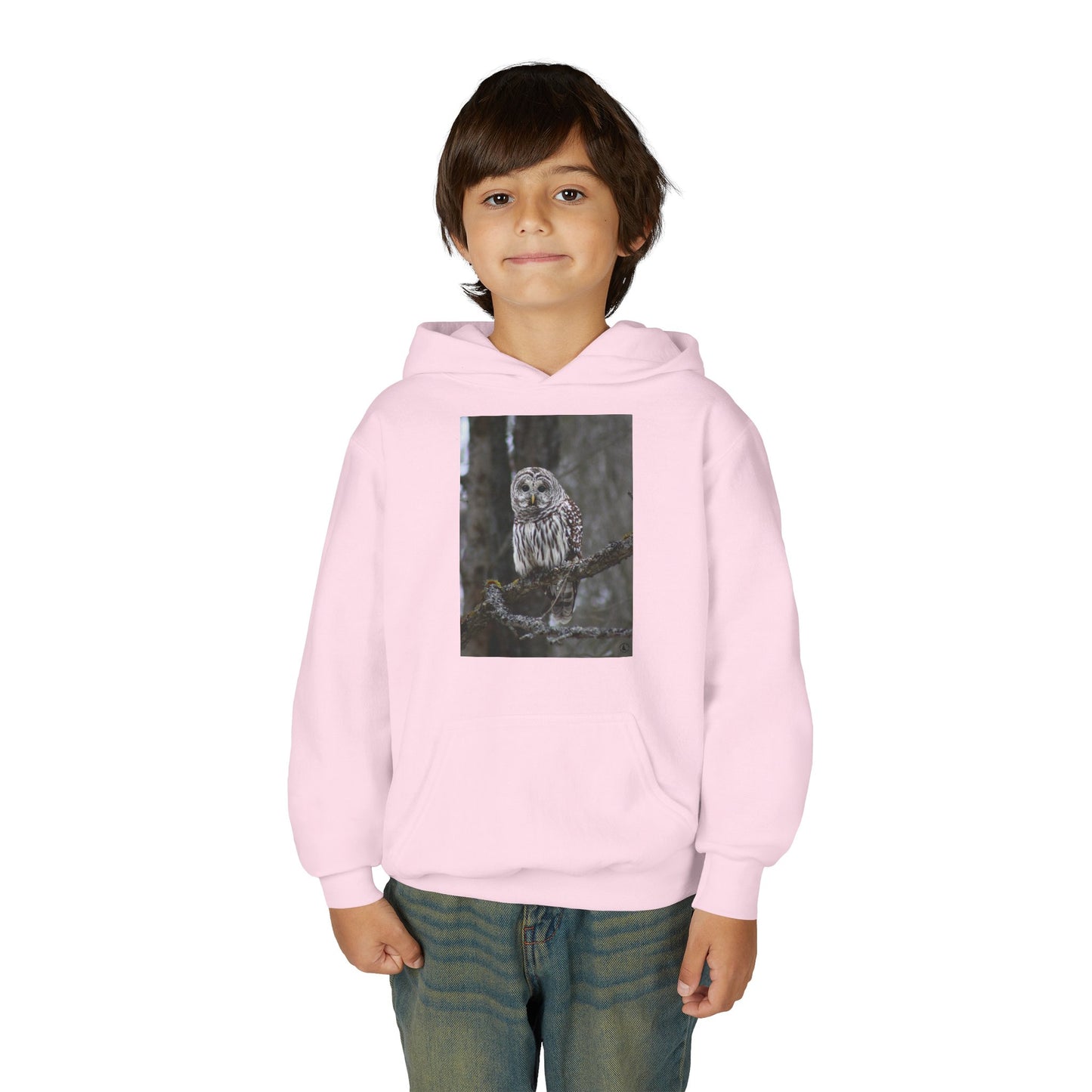 Owl Portrait Youth Hoodie — Realistic Forest Owl Graphic