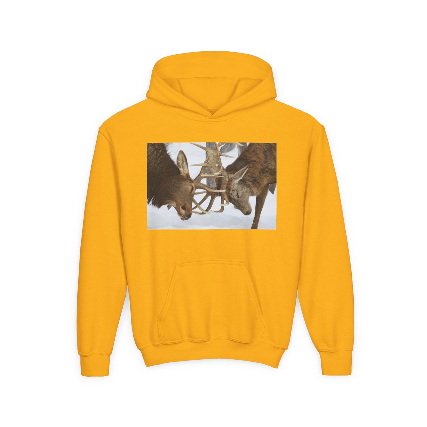 Fighting Deer Antlers Youth Hoodie | Wildlife Nature Illustration
