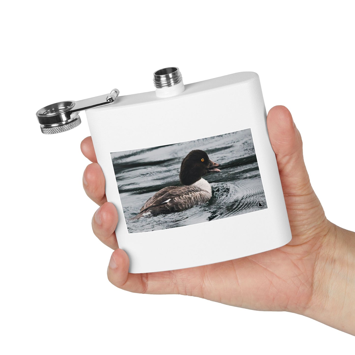 Goldeneye Duck Photo Stainless Steel Flask — 6oz Travel Hip Flask