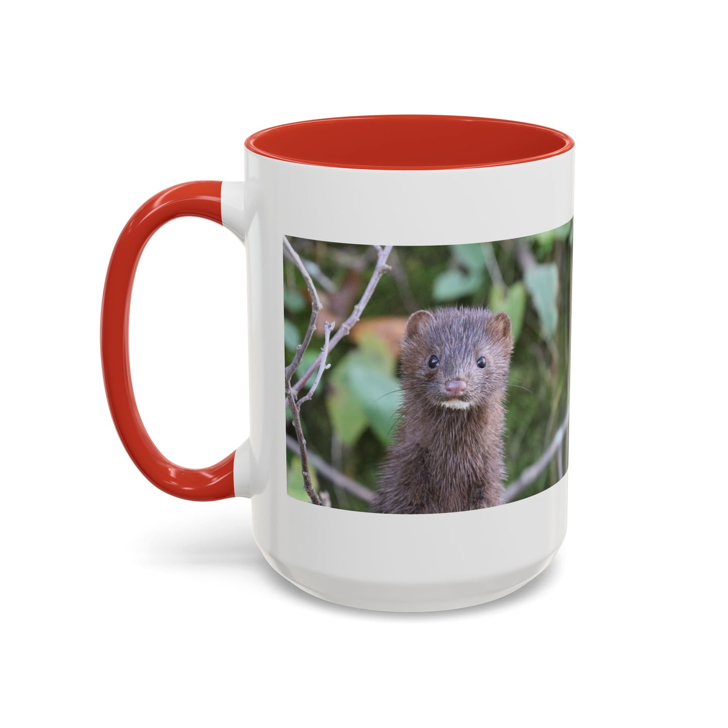 Cute Mink Photo Accent Mug – Wildlife Photography Coffee Cup (11/15 oz)
