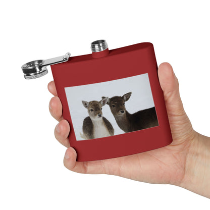 Deer Duo Stainless Steel Flask – 6oz Wildlife Pocket Hip Flask