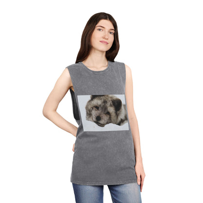 Arctic Fox Sleeping Photo Tank Top — Vintage Stonewash Sleeveless Tee
