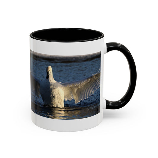 Swan Wings Accent Coffee Mug – Lakefront Wildlife Photo Mug (11/15 oz)