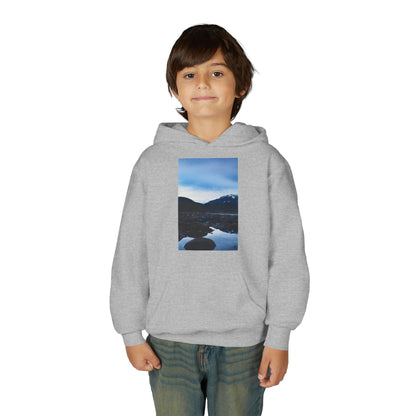 Youth Hoodie with Mountain Lake Photo Print — Nature Landscape Pullover