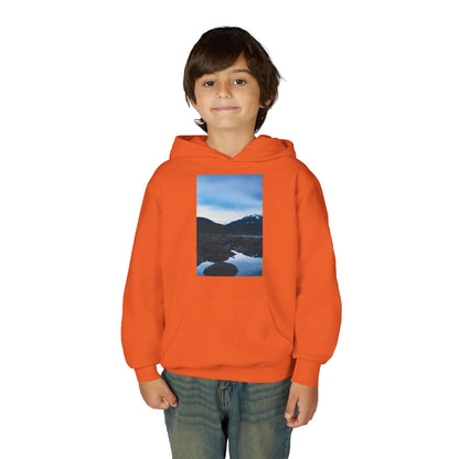 Youth Hoodie with Mountain Lake Photo Print — Nature Landscape Pullover