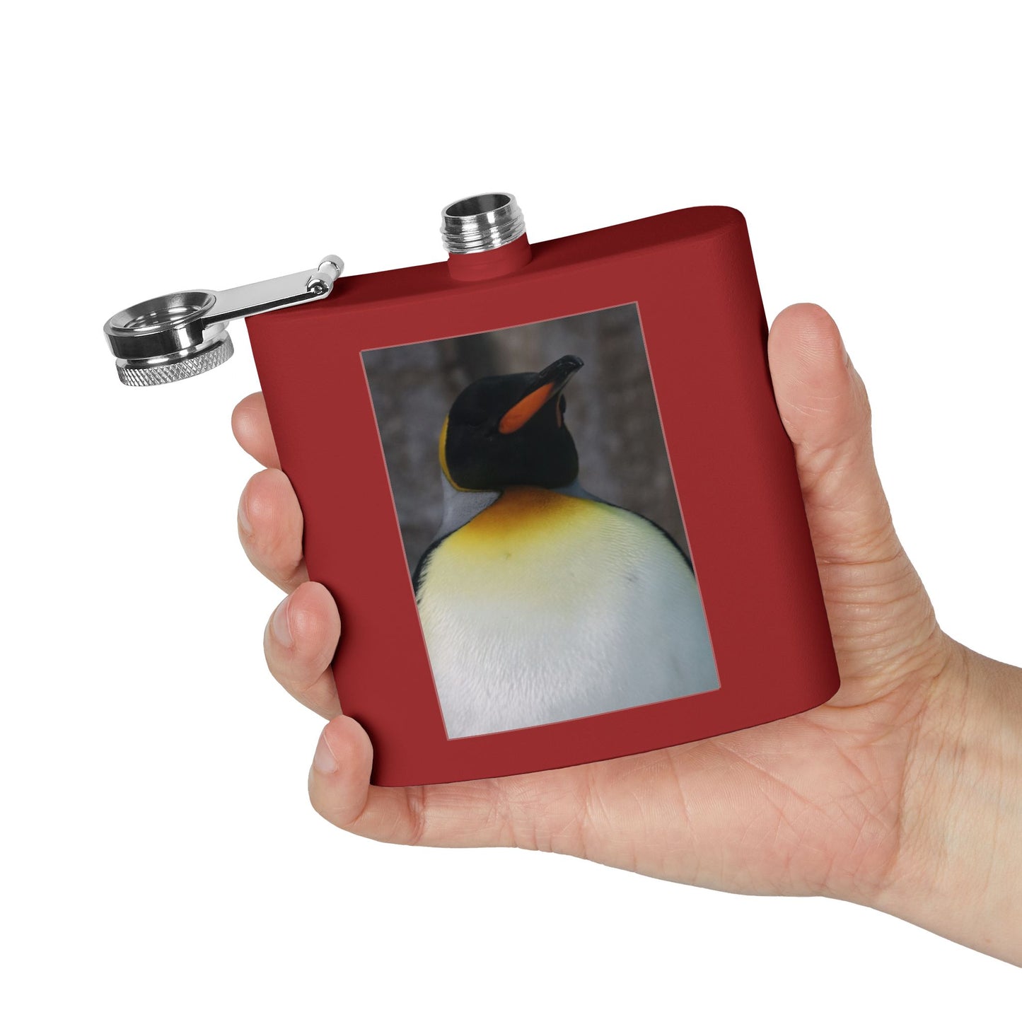 Penguin Portrait Flask — 6oz Stainless Steel Hip Flask