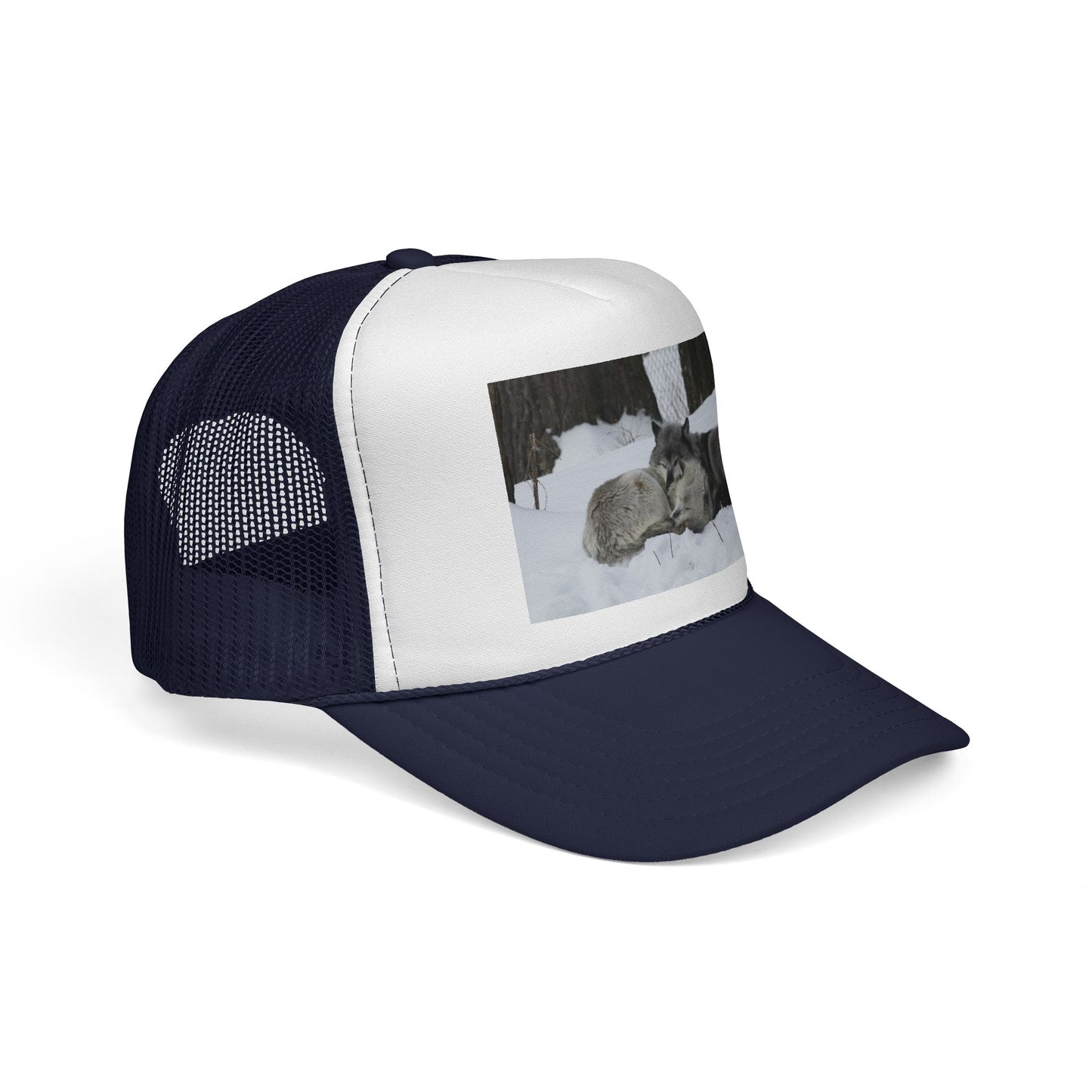 Wolf Pack Trucker Cap — Sleeping Wolves Winter Scene
