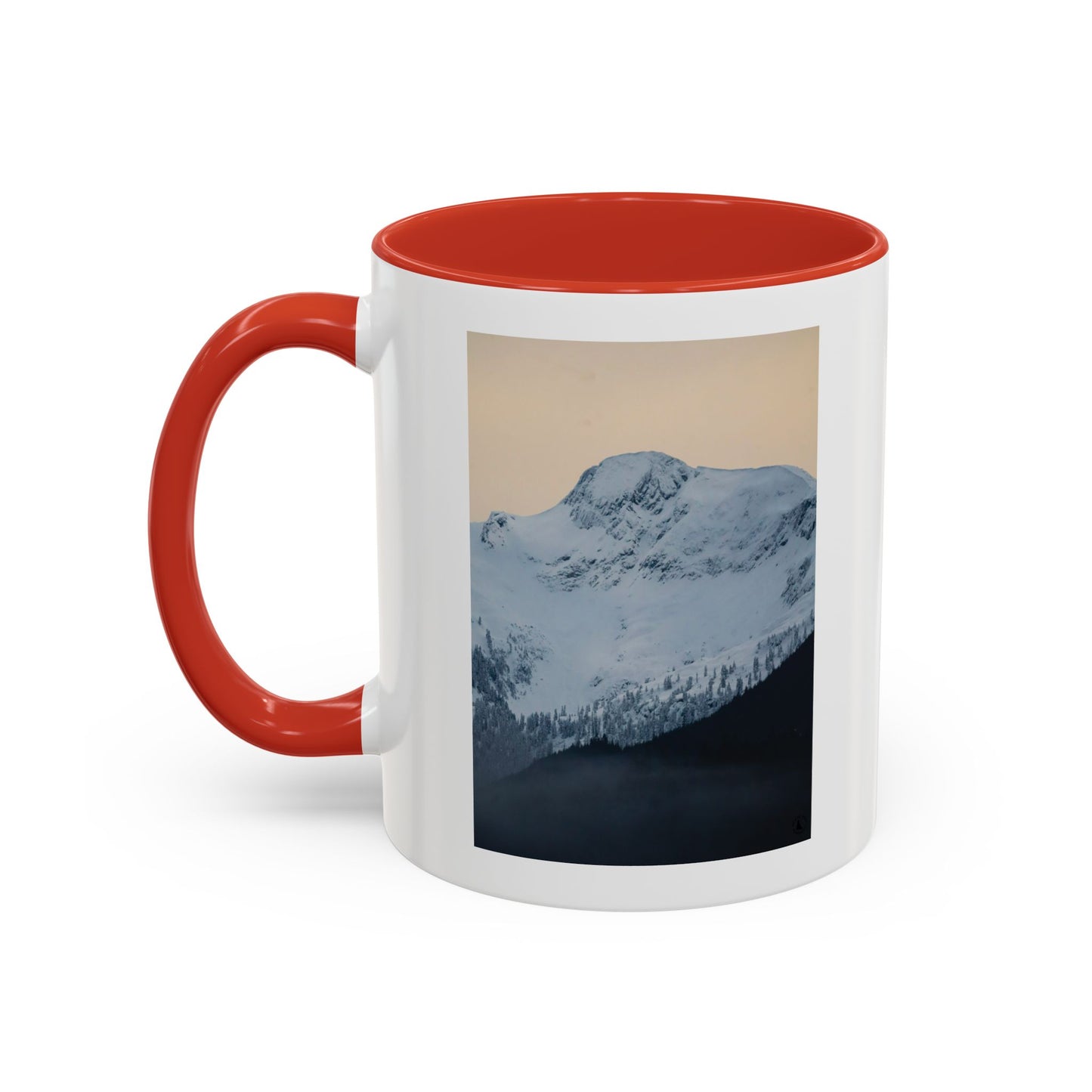 Mountain Sunrise Accent Coffee Mug — Scenic Snow Peak Photo (11/15oz)