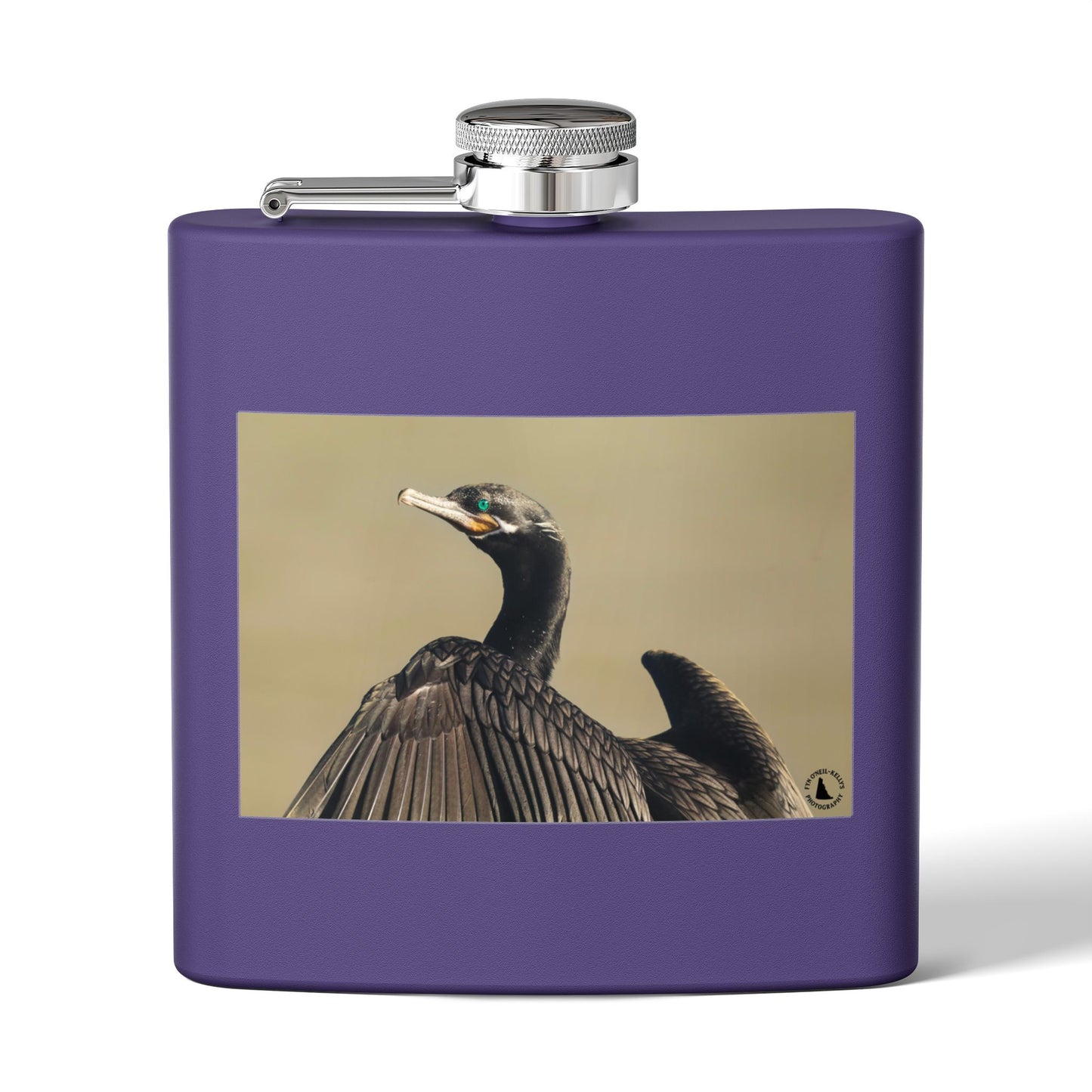 Cormorant Photo Stainless Steel Flask – 6oz Pocket Hip Flask for Birdwatchers & Outdoor Lovers