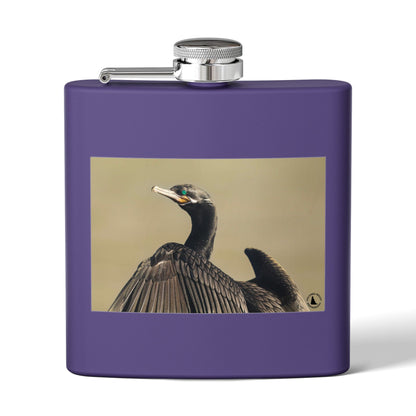 Cormorant Photo Stainless Steel Flask – 6oz Pocket Hip Flask for Birdwatchers & Outdoor Lovers