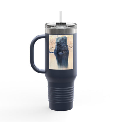 40oz Insulated Travel Mug with Scenic Forest Lake Photo