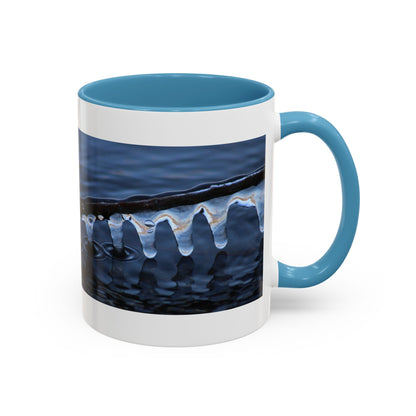 Blue Icicle Wave Accent Coffee Mug — Winter Water Photography 11/15oz