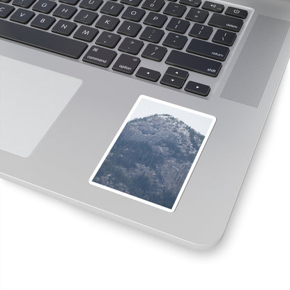 Snowy Mountain Photo Kiss-Cut Sticker — Winter Landscape Laptop Decal