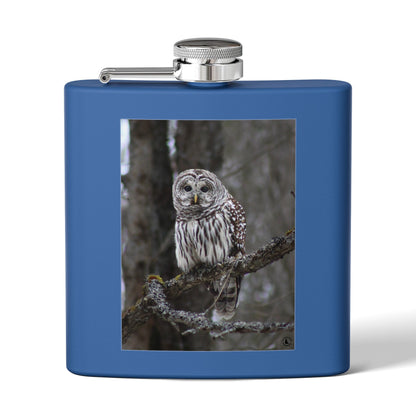 6oz Stainless Flask with Barred Owl Photo – Wildlife Nature Gift