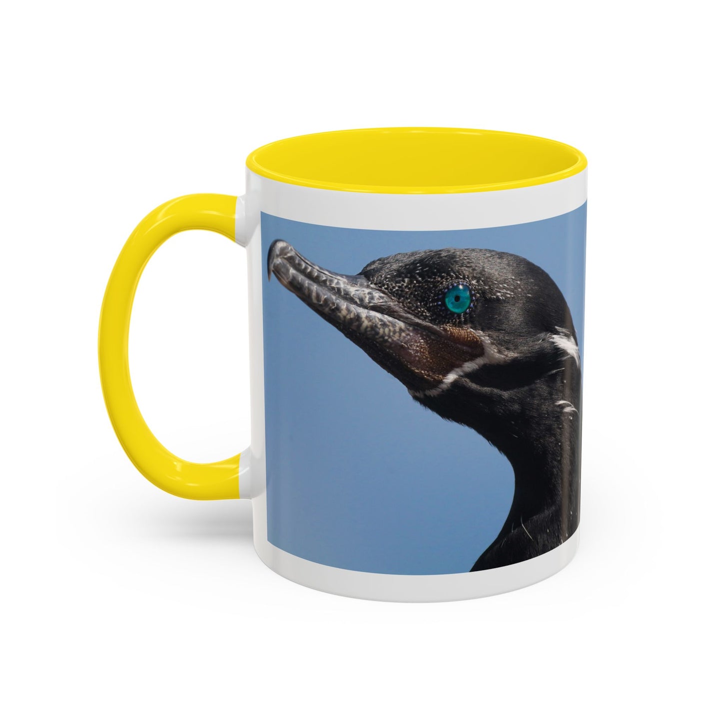 Cormorant Accent Coffee Mug — Blue Bird Portrait Ceramic Tea Cup (11/15oz)