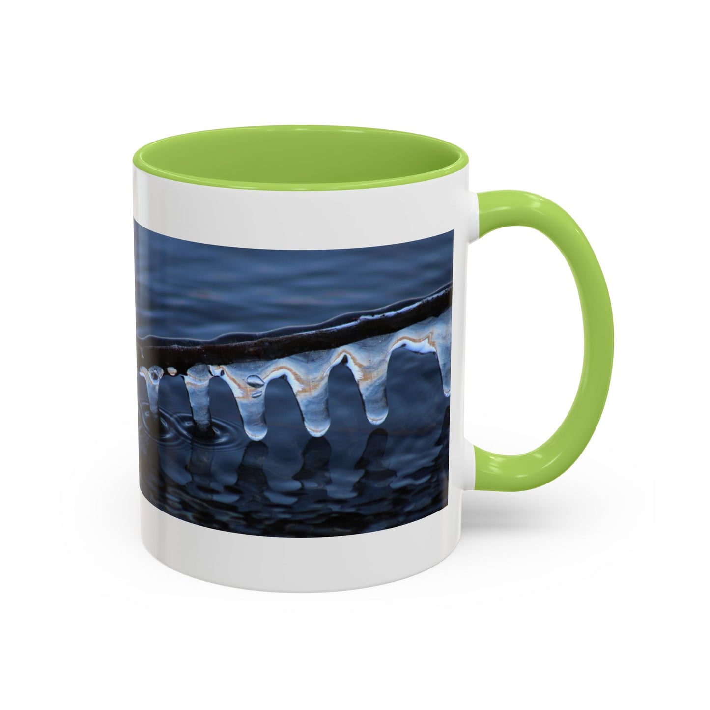 Blue Icicle Wave Accent Coffee Mug — Winter Water Photography 11/15oz