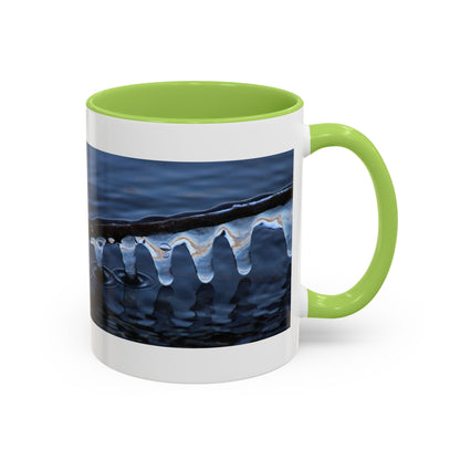 Blue Icicle Wave Accent Coffee Mug — Winter Water Photography 11/15oz