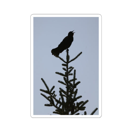 Singing Bird Silhouette Kiss-Cut Sticker — Minimal Nature Laptop Decal