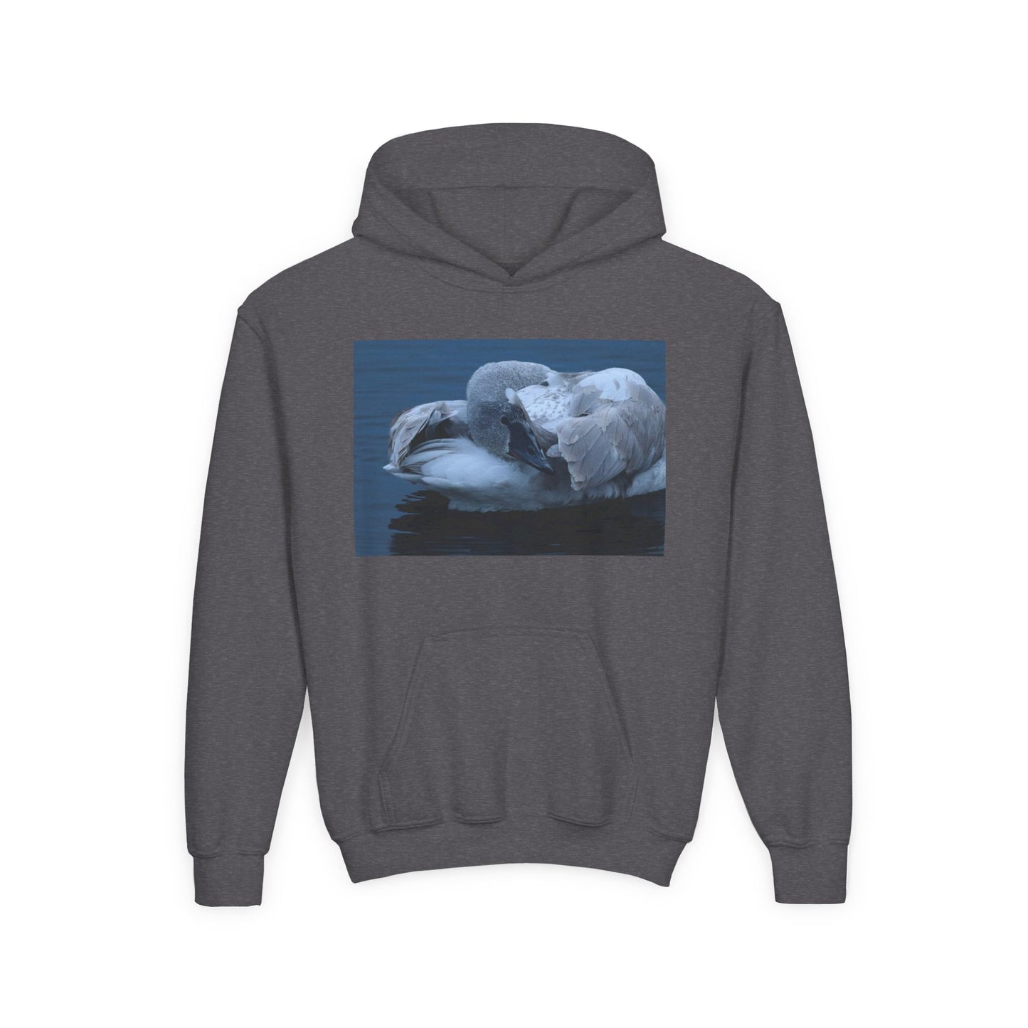 Youth Hoodie with Sleeping Swan Photo — Cozy Wildlife Sweatshirt