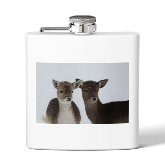 Deer Duo Stainless Steel Flask – 6oz Wildlife Pocket Hip Flask