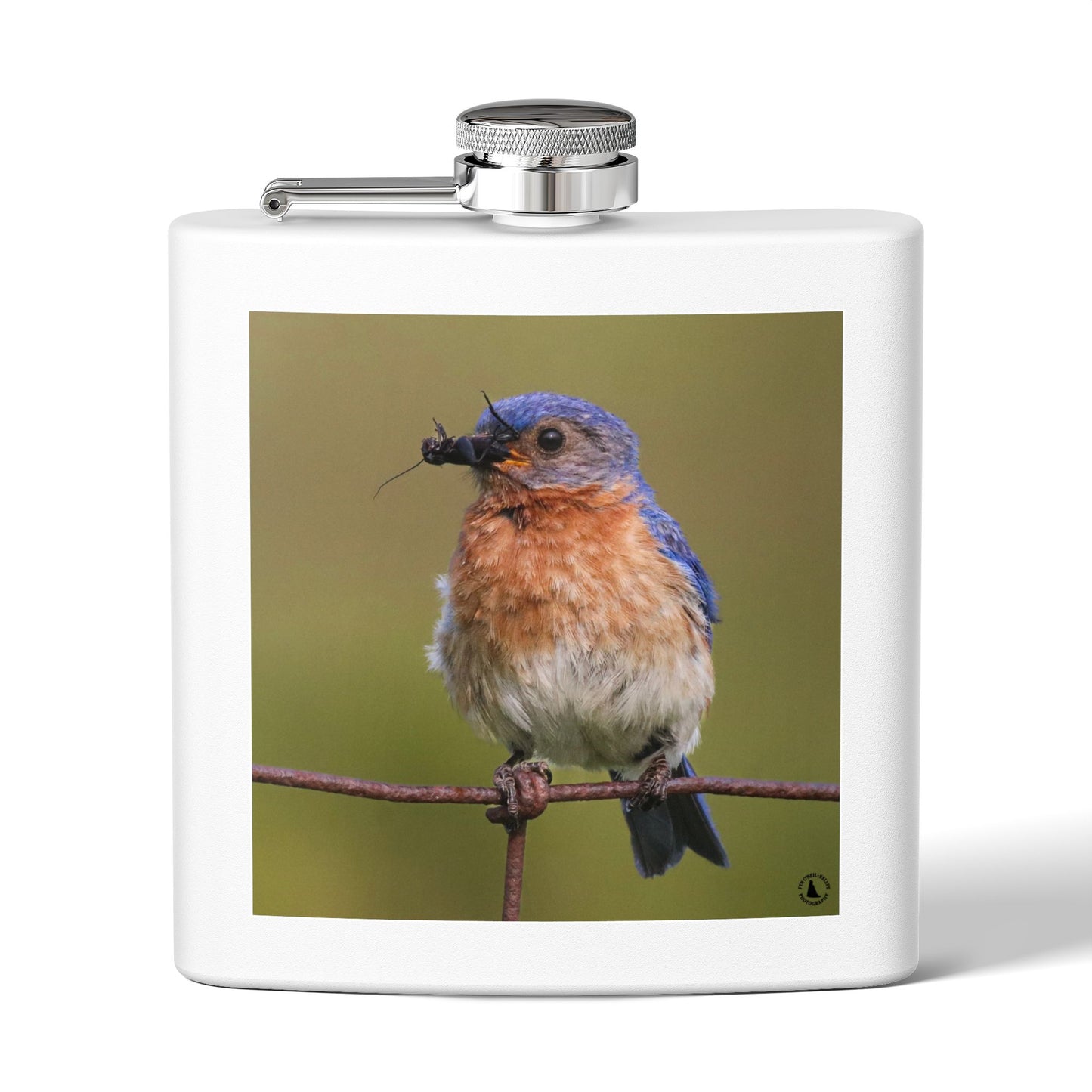 6oz Bluebird Stainless Steel Flask — Nature Photo Pocket Hip Flask